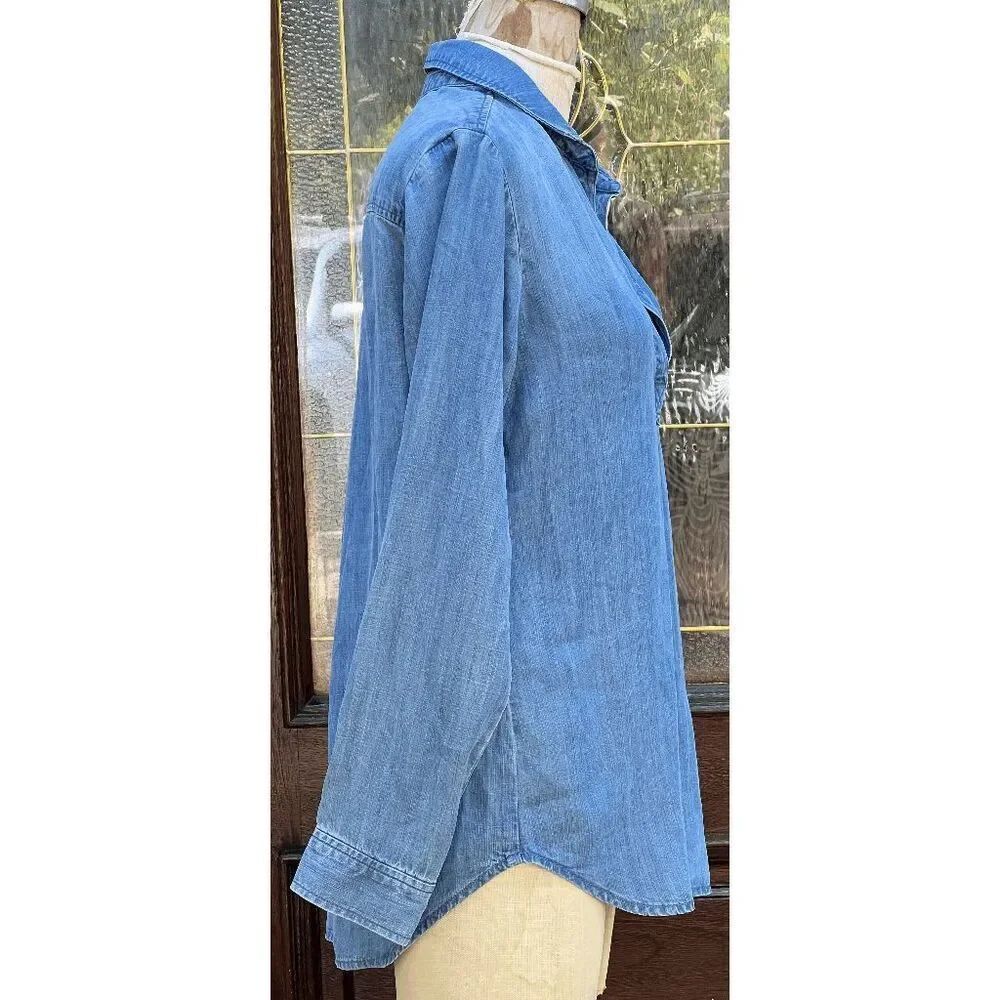 Cloth & Stone 100% Lyocell Chambray Collared "Denim" Long Sleeve Shirt - M
